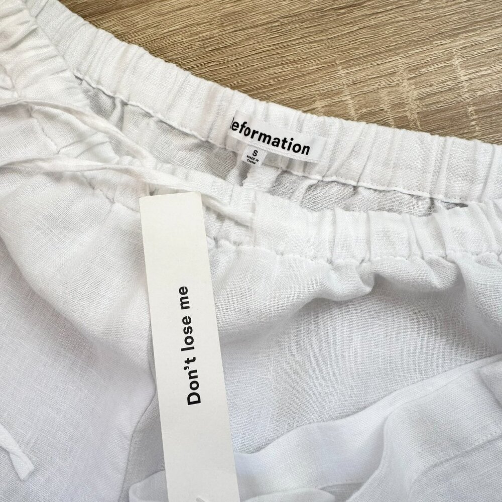 NWT Reformation Olina Linen Pants White Small - Picture 8 of 11